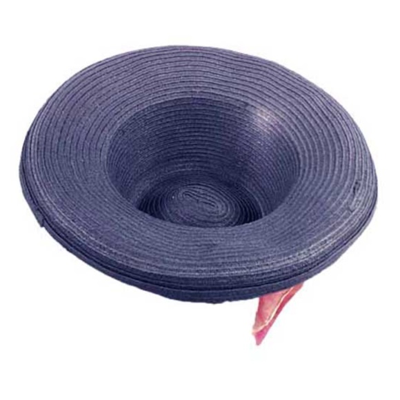 WIDE BRIM HAT, NAVY, SIZE MEDIUM, MULTICOLOUR SILK HAT BAND, GLORIA VANDERBILT, - Picture 3 of 5